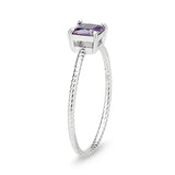 High polished (no plating) Stainless Steel Ring with AAA Grade CZ in Amethyst tk3856
