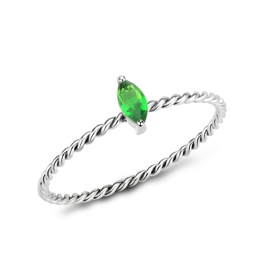 High polished (no plating) Stainless Steel Ring with Synthetic in Emerald tk3861