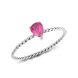 High polished (no plating) Stainless Steel Ring with AAA Grade CZ in Ruby tk3863