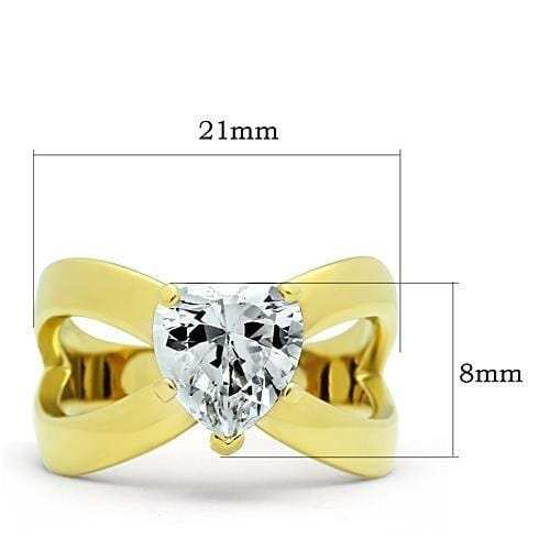 TK390G - IP Gold(Ion Plating) Stainless Steel Ring with AAA Grade CZ in Clear - Alamode - Flyclothing LLC