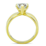 TK390G - IP Gold(Ion Plating) Stainless Steel Ring with AAA Grade CZ in Clear - Alamode - Flyclothing LLC