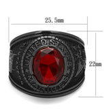 TK414703J - IP Black(Ion Plating) Stainless Steel Ring with Synthetic Synthetic Glass in Siam - Alamode - Flyclothing LLC