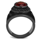 TK414703J - IP Black(Ion Plating) Stainless Steel Ring with Synthetic Synthetic Glass in Siam - Alamode - Flyclothing LLC
