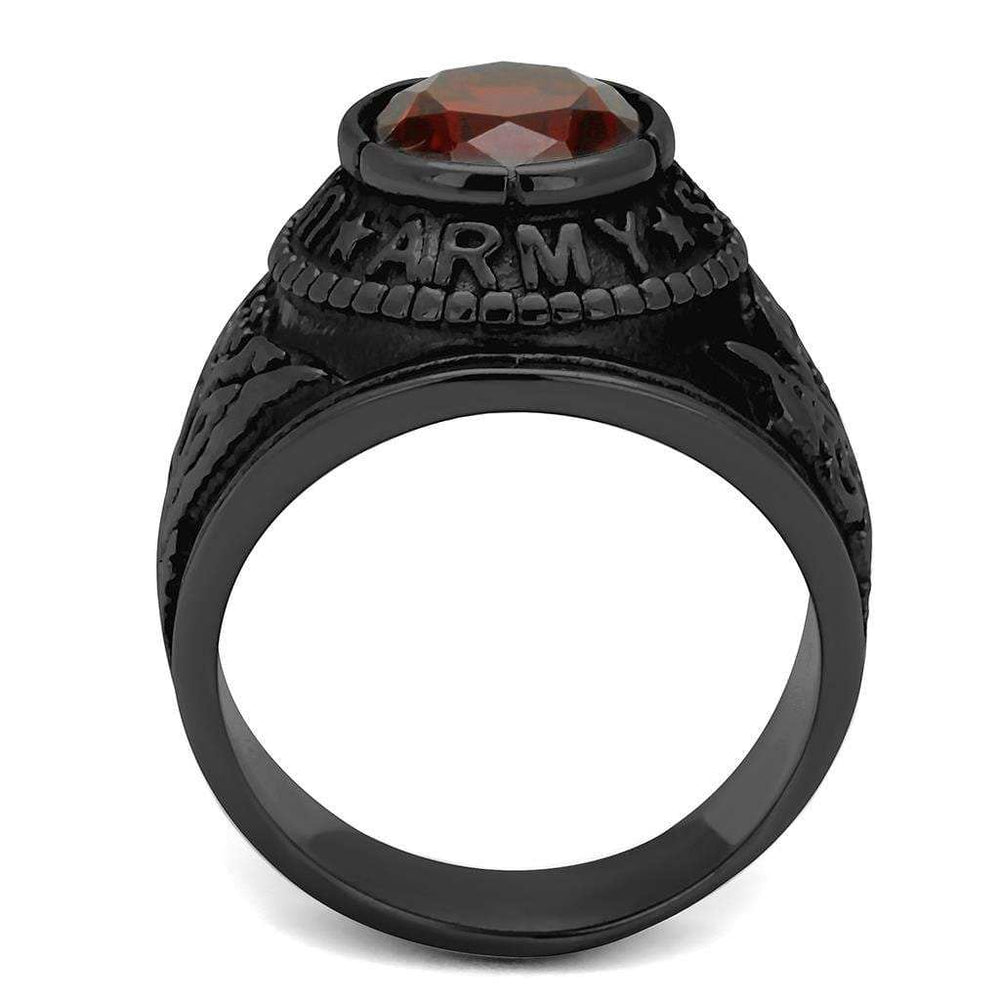 TK414706J - IP Black(Ion Plating) Stainless Steel Ring with Synthetic Synthetic Glass in Siam - Alamode - Flyclothing LLC