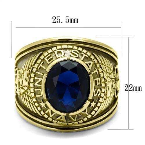 TK414707G - IP Gold(Ion Plating) Stainless Steel Ring with Synthetic Synthetic Glass in Montana - Alamode - Flyclothing LLC