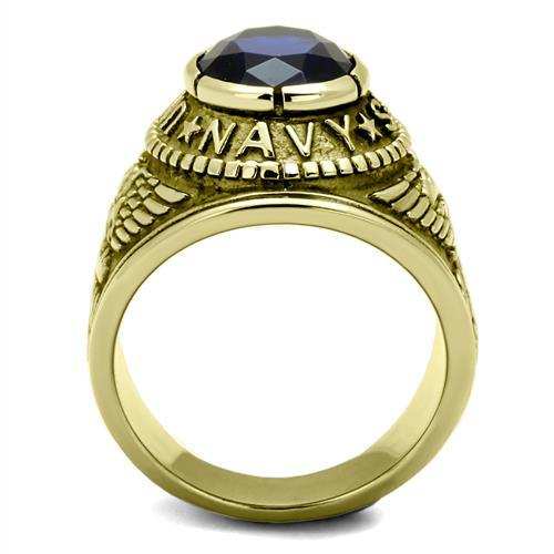 TK414707G - IP Gold(Ion Plating) Stainless Steel Ring with Synthetic Synthetic Glass in Montana - Alamode - Flyclothing LLC