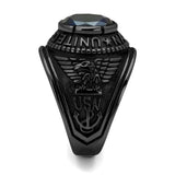 TK414707J - IP Black(Ion Plating) Stainless Steel Ring with Synthetic Synthetic Glass in Sapphire - Alamode - Flyclothing LLC