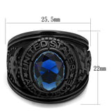 TK414708J - IP Black(Ion Plating) Stainless Steel Ring with Synthetic Synthetic Glass in Sapphire - Alamode - Flyclothing LLC