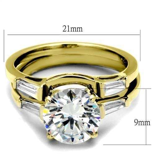 TK44701 - IP Gold(Ion Plating) Stainless Steel Ring with AAA Grade CZ in Clear - Alamode - Flyclothing LLC