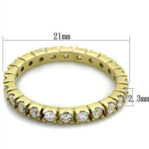 TK45202G - IP Gold(Ion Plating) Stainless Steel Ring with AAA Grade CZ in Clear - Alamode - Flyclothing LLC