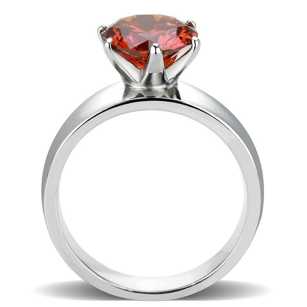 TK52001 - High polished (no plating) Stainless Steel Ring with AAA Grade CZ in Garnet - Alamode - Flyclothing LLC