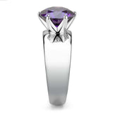 TK52002 - High polished (no plating) Stainless Steel Ring with AAA Grade CZ in Amethyst - Alamode - Flyclothing LLC
