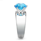 TK52003 - High polished (no plating) Stainless Steel Ring with Synthetic Synthetic Glass in Sea Blue - Alamode - Flyclothing LLC