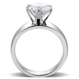 TK52004 - High polished (no plating) Stainless Steel Ring with AAA Grade CZ in Clear - Alamode - Flyclothing LLC