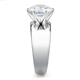 TK52004 - High polished (no plating) Stainless Steel Ring with AAA Grade CZ in Clear - Alamode - Flyclothing LLC