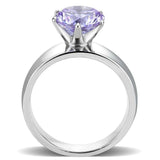 TK52006 - High polished (no plating) Stainless Steel Ring with AAA Grade CZ in Light Amethyst - Alamode - Flyclothing LLC