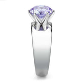 TK52006 - High polished (no plating) Stainless Steel Ring with AAA Grade CZ in Light Amethyst - Alamode - Flyclothing LLC