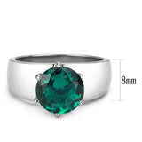 TK52012 - High polished (no plating) Stainless Steel Ring with Synthetic Synthetic Glass in Blue Zircon - Alamode - Flyclothing LLC
