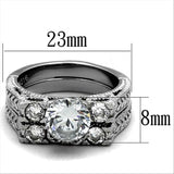 TK5X019 - High polished (no plating) Stainless Steel Ring with AAA Grade CZ in Clear - Alamode - Flyclothing LLC