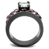 TK61206LJ - IP Light Black (IP Gun) Stainless Steel Ring with AAA Grade CZ in Clear - Alamode - Flyclothing LLC
