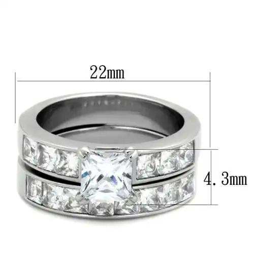 TK61206 - High polished (no plating) Stainless Steel Ring with AAA Grade CZ in Clear - Alamode - Flyclothing LLC