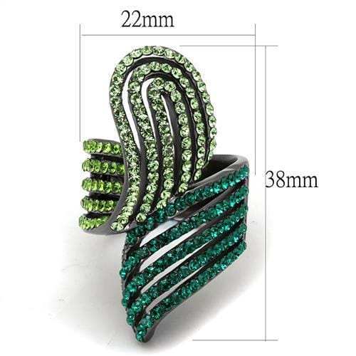 TK691LJ - IP Light Black (IP Gun) Stainless Steel Ring with Top Grade Crystal in Multi Color - Alamode - Flyclothing LLC