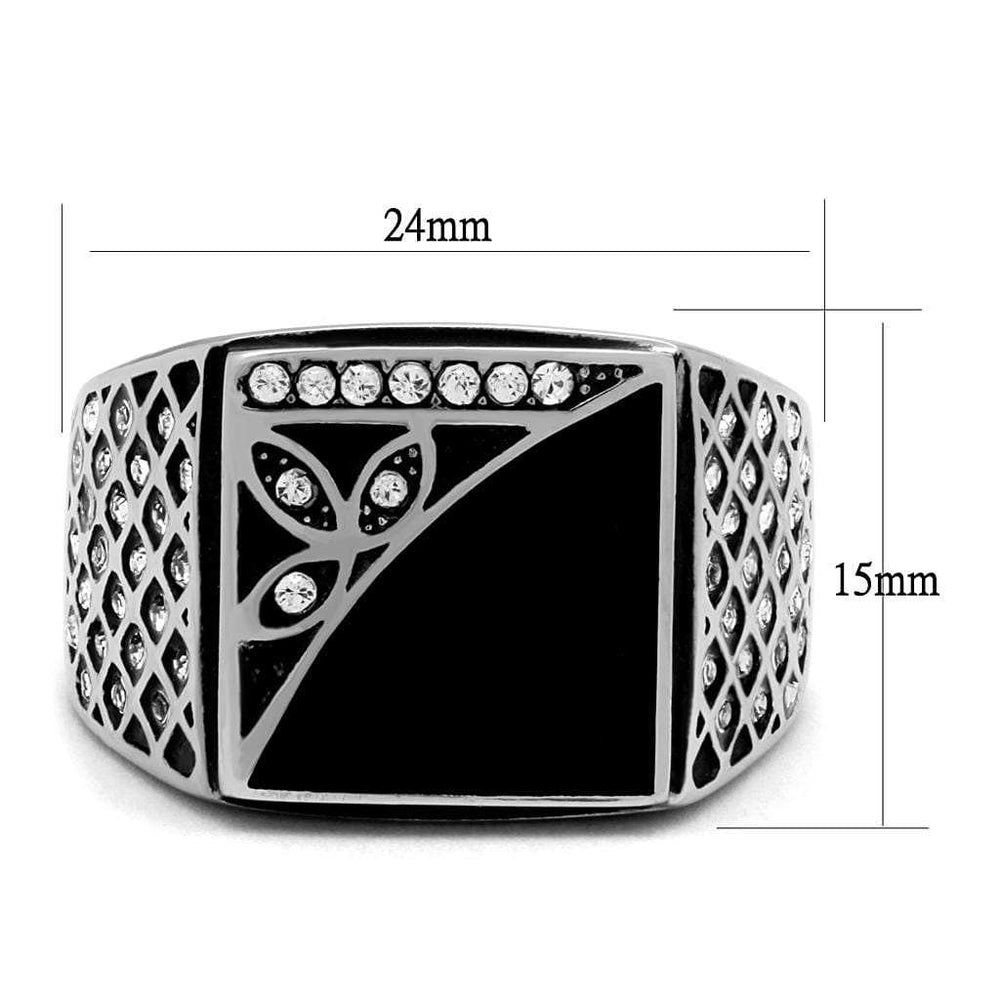 TK711 - High polished (no plating) Stainless Steel Ring with Top Grade Crystal in Clear - Alamode - Flyclothing LLC