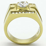 TK777 - IP Gold(Ion Plating) Stainless Steel Ring with AAA Grade CZ in Clear - Alamode - Flyclothing LLC