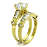 TK8X040 - IP Gold(Ion Plating) Stainless Steel Ring with AAA Grade CZ in Clear - Alamode - Flyclothing LLC