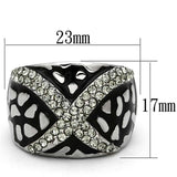 TK921 - High polished (no plating) Stainless Steel Ring with Top Grade Crystal in Black Diamond - Alamode - Flyclothing LLC