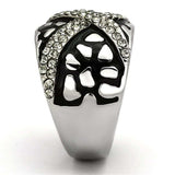 TK921 - High polished (no plating) Stainless Steel Ring with Top Grade Crystal in Black Diamond - Alamode - Flyclothing LLC