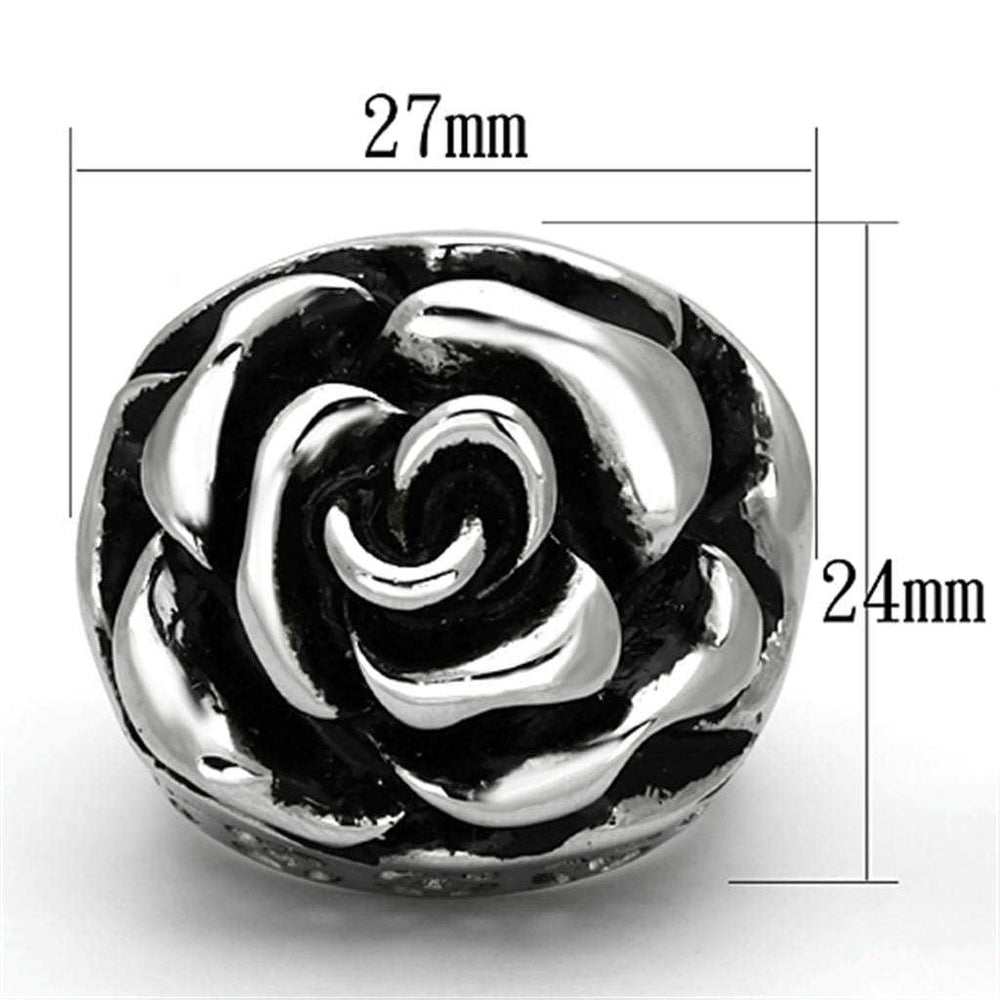 TK922 - High polished (no plating) Stainless Steel Ring with Epoxy in Jet - Alamode - Flyclothing LLC