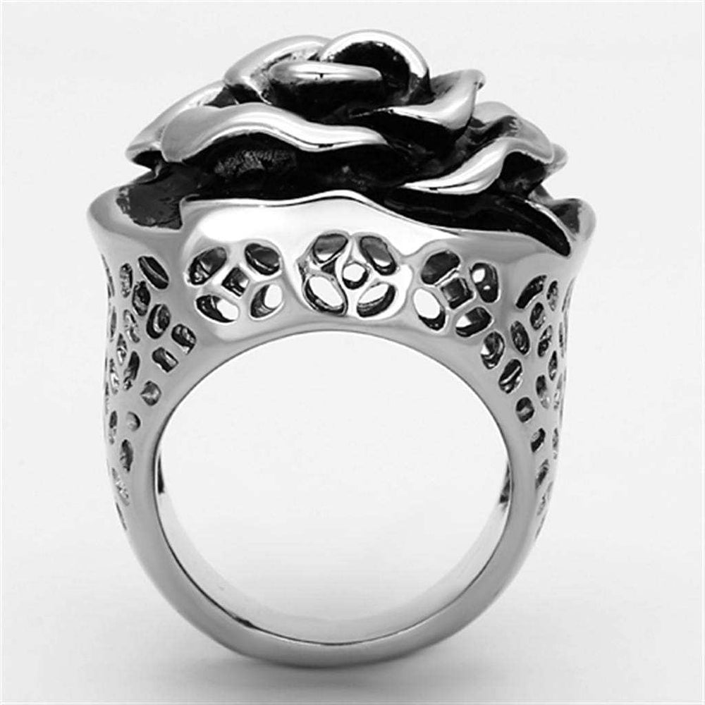 TK922 - High polished (no plating) Stainless Steel Ring with Epoxy in Jet - Alamode - Flyclothing LLC