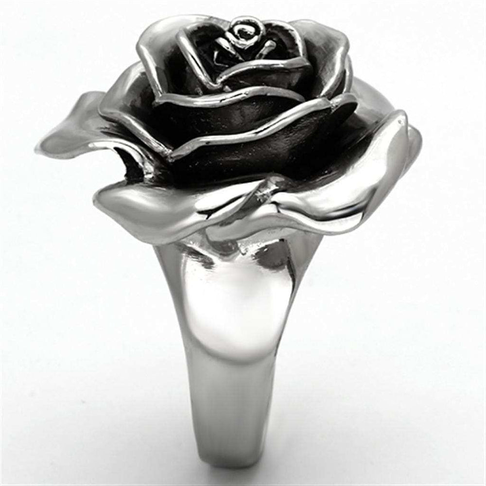 TK923 - High polished (no plating) Stainless Steel Ring with Epoxy in Jet - Alamode - Flyclothing LLC