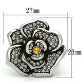 TK924 - High polished (no plating) Stainless Steel Ring with Top Grade Crystal in Topaz - Alamode - Flyclothing LLC