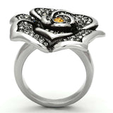 TK924 - High polished (no plating) Stainless Steel Ring with Top Grade Crystal in Topaz - Alamode - Flyclothing LLC