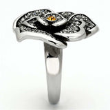 TK924 - High polished (no plating) Stainless Steel Ring with Top Grade Crystal in Topaz - Alamode - Flyclothing LLC