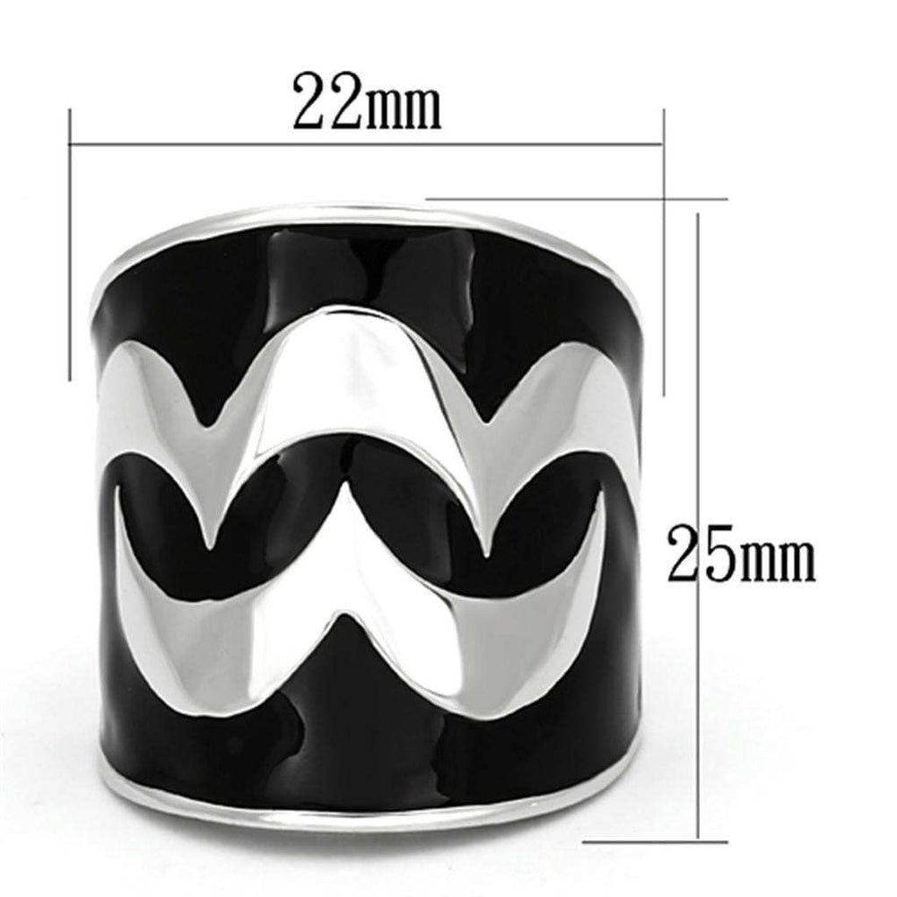 TK926 - High polished (no plating) Stainless Steel Ring with Epoxy in Jet - Alamode - Flyclothing LLC