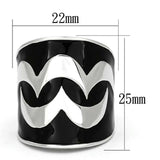 TK926 - High polished (no plating) Stainless Steel Ring with Epoxy in Jet - Alamode - Flyclothing LLC