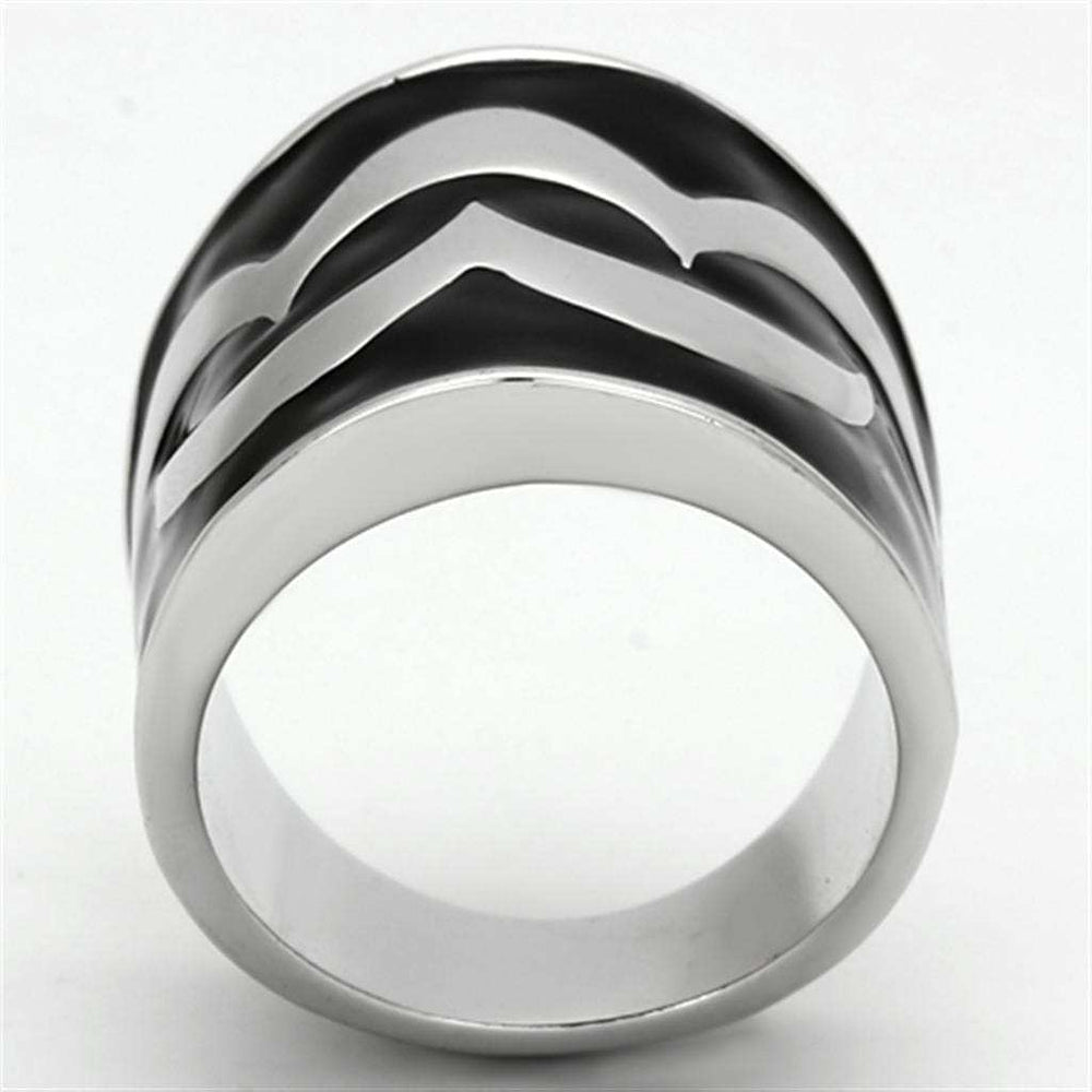 TK926 - High polished (no plating) Stainless Steel Ring with Epoxy in Jet - Alamode - Flyclothing LLC