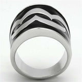 TK926 - High polished (no plating) Stainless Steel Ring with Epoxy in Jet - Alamode - Flyclothing LLC