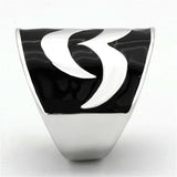 TK926 - High polished (no plating) Stainless Steel Ring with Epoxy in Jet - Alamode - Flyclothing LLC