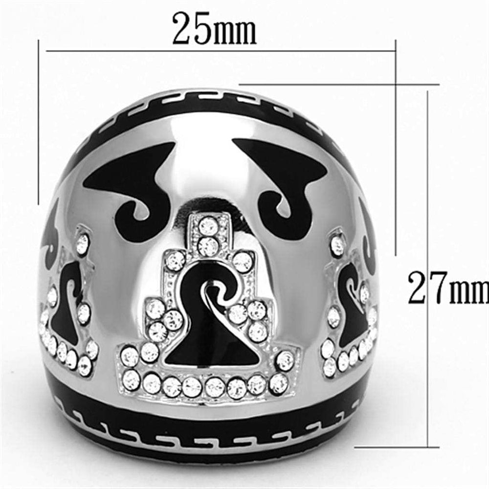 TK928 - High polished (no plating) Stainless Steel Ring with Top Grade Crystal in Clear - Alamode - Flyclothing LLC