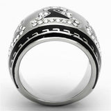 TK928 - High polished (no plating) Stainless Steel Ring with Top Grade Crystal in Clear - Alamode - Flyclothing LLC