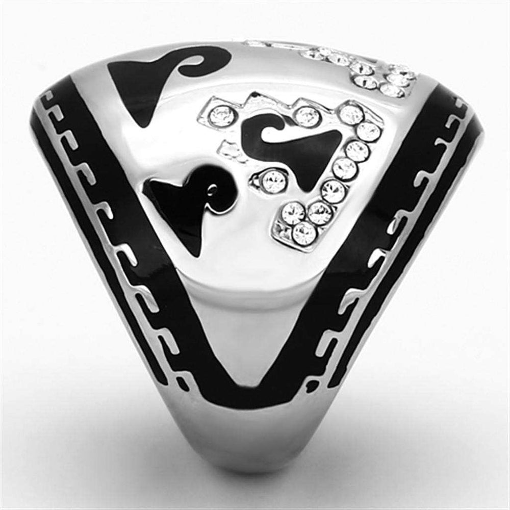 TK928 - High polished (no plating) Stainless Steel Ring with Top Grade Crystal in Clear - Alamode - Flyclothing LLC