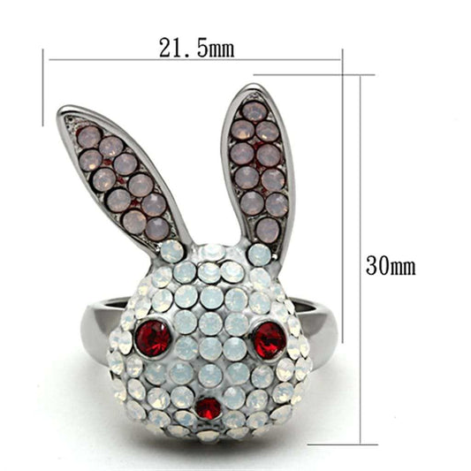 TK931 - High polished (no plating) Stainless Steel Ring with Top Grade Crystal in Multi Color - Alamode - Flyclothing LLC