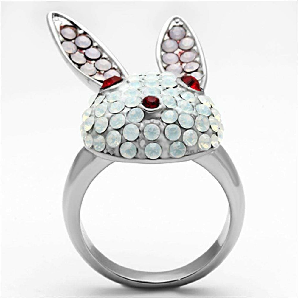 TK931 - High polished (no plating) Stainless Steel Ring with Top Grade Crystal in Multi Color - Alamode - Flyclothing LLC