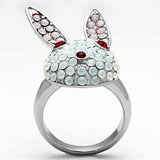 TK931 - High polished (no plating) Stainless Steel Ring with Top Grade Crystal in Multi Color - Alamode - Flyclothing LLC