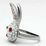 TK931 - High polished (no plating) Stainless Steel Ring with Top Grade Crystal in Multi Color - Alamode - Flyclothing LLC
