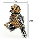 TK932 - High polished (no plating) Stainless Steel Ring with Top Grade Crystal in Smoked Quartz - Alamode - Flyclothing LLC